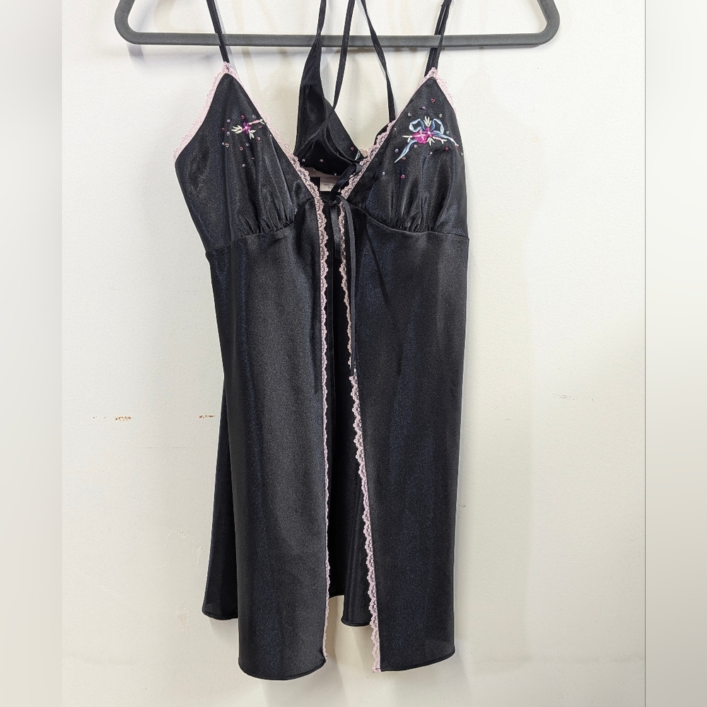 Victoria's Secret Black Chemise with Pink Trim